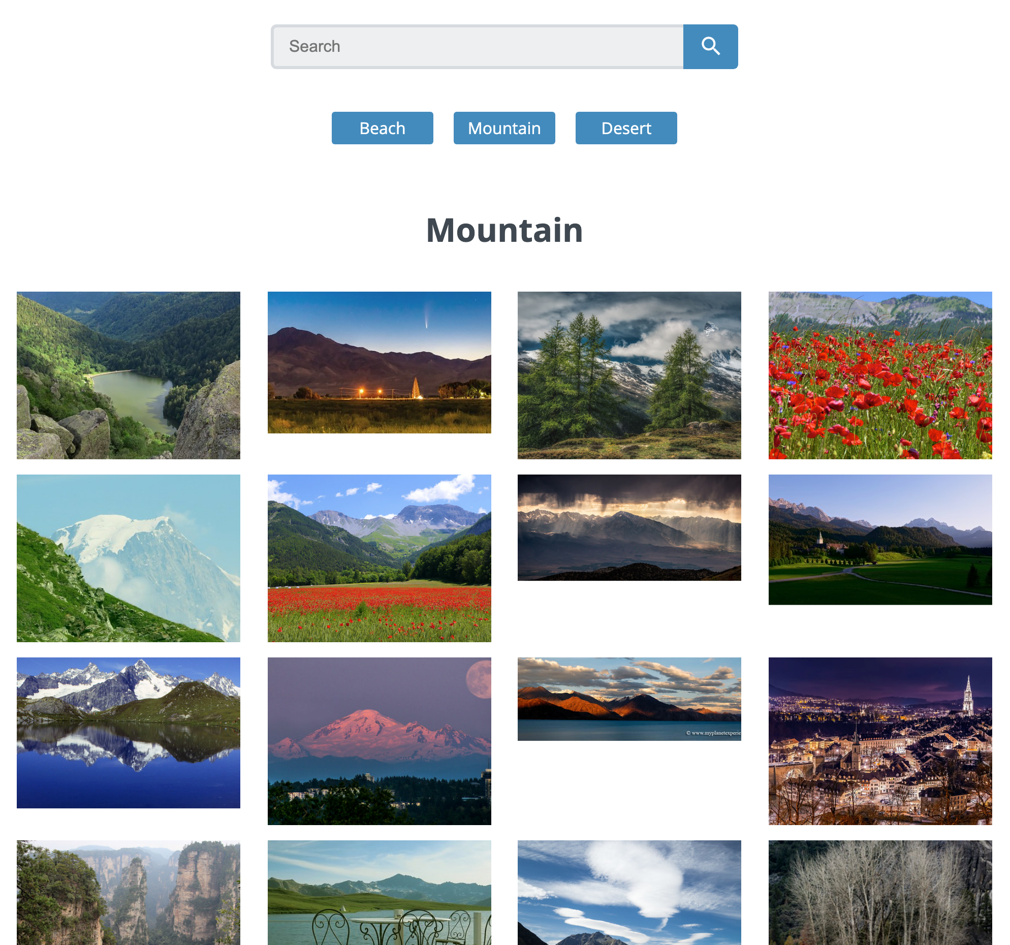 A simple gallery that allows users to query the Flickr API for images by any keyword.